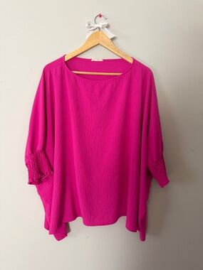 ODDY Relaxed Scoop Neck Tunic - Bright Fuchsia